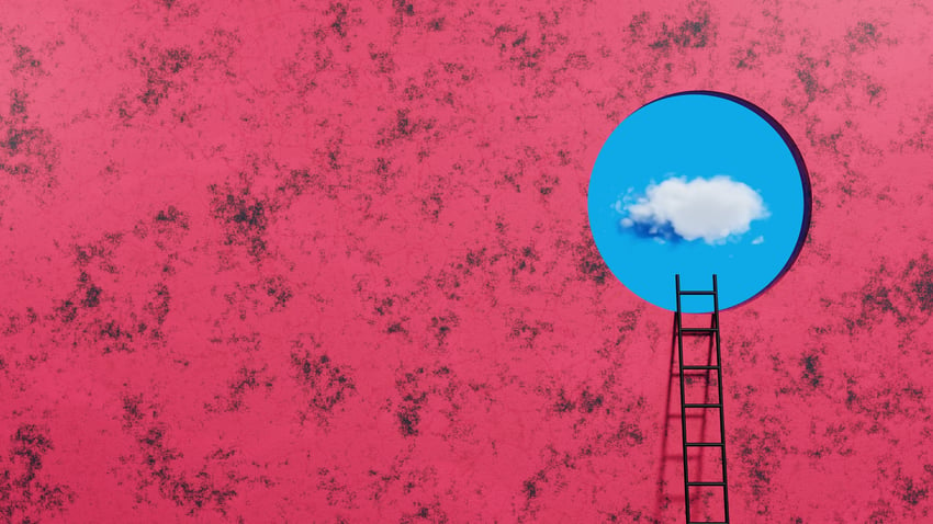 window of opportunity, cloud, ladder, blue sky